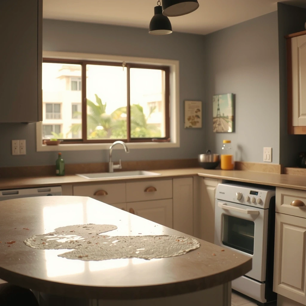 Kitchen before cleaning - grease and stains